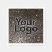 カスタムビジネスロゴモダンおもしろいグリッターパーティー スタンダードカクテルナプキン (正面)