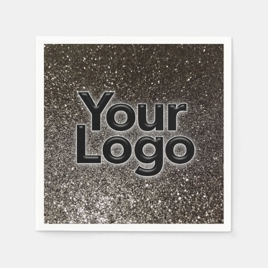 カスタムビジネスロゴモダンおもしろいグリッターパーティー スタンダードカクテルナプキン (正面)