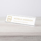 カスタムビジネスロゴモダンボス金ゴールド デスクネームプレート (正面)