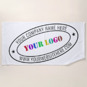 カスタムビジネスロゴ会社スタンプパーソナライズされた- ビーチタオル (正面)