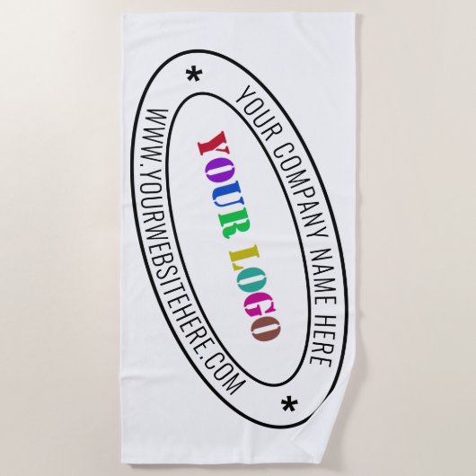 カスタムビジネスロゴ会社スタンプパーソナライズされた- ビーチタオル (正面)