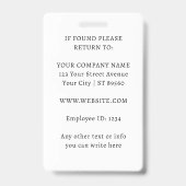 カスタムビジネスロゴ従業員フォトブラックID バッジ (裏面)