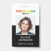 カスタムビジネスロゴ従業員フォトブラックID バッジ (正面)