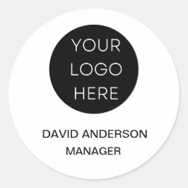 カスタムビジネスロゴ白モダン色 ラウンドシール