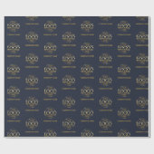 カスタムビジネスロゴ金ゴールドとネイビーブループロモーション ラッピングペーパー (フラット)