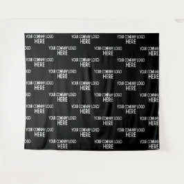 カスタムビジネスロゴ ステップ＆リピート 背景 黒 タペストリー