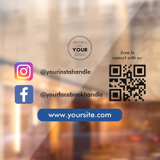 カスタムビジネスロゴ ソーシャルメディア QRコードスキャン ウィンドウサイン (シート2)