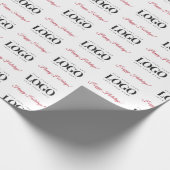 カスタムビジネスロゴ&ハッピーホリデークリスマス文字 ラッピングペーパー (角)