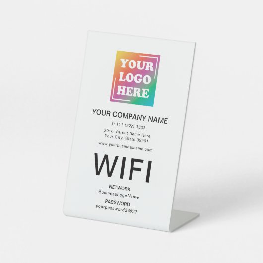 カスタムビジネスロゴ プロフェッショナルWiFi 台座サイン (正面)