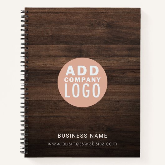 カスタムビジネスロゴ ラスティックウッド調 ノートブック (正面)