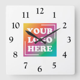 カスタムビジネスロゴ、企業ロゴ スクエア壁時計