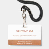 カスタムビジネスロゴ 従業員写真 ローズゴールド バッジ (裏面（ネックストラップ付）)