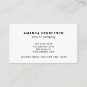 カスタムビジネスロゴlクラシックブラックアンドホワイト 名刺 (裏面)