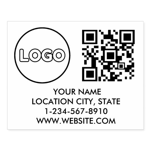 カスタムビジネスロゴQrコードとアドレス ラバースタンプ (インプリント)