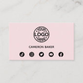 カスタムビジネスロゴQRコードソーシャルメディアピンク 名刺 (正面)