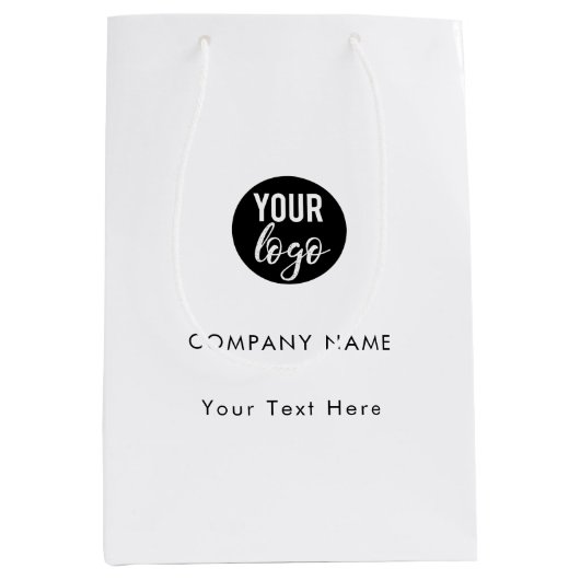 カスタムビジネスロゴQRコードソーシャルメディア ミディアムペーパーバッグ (正面)