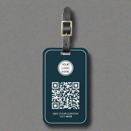 カスタムビジネスロゴQRコードプロフェッショナル青 ラゲッジタグ