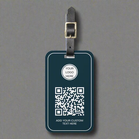 カスタムビジネスロゴQRコードプロフェッショナル青 ラゲッジタグ
