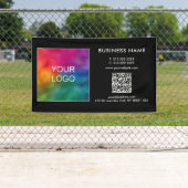 カスタムビジネスロゴQRコードモダンテンプレートブラック 横断幕 (インサイチュ)