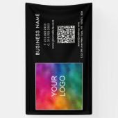 カスタムビジネスロゴQRコードモダンテンプレートブラック 横断幕 (縦)