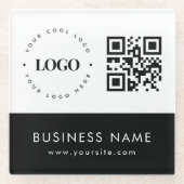 カスタムビジネスロゴQRコード＆テキストプロフェッショナル ガラスコースター (正面)