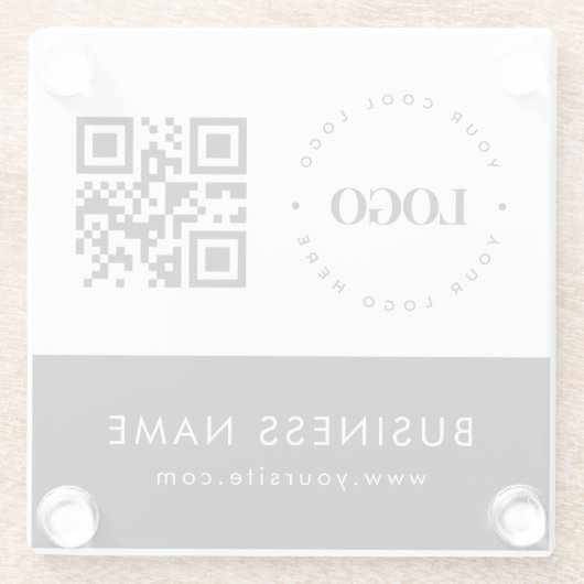カスタムビジネスロゴQRコード＆テキストプロフェッショナル ガラスコースター (裏面)