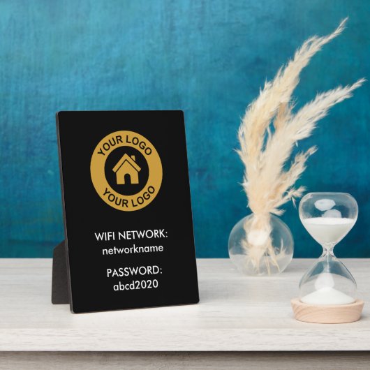 カスタムビジネスロゴWifiネットワークパスワードの署名 フォトプラーク (側面)