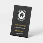 カスタムビジネスロゴWifiネットワークパスワード 台座サイン (正面)