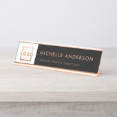 カスタムビジネスロモダンゴ従業員バラ金ゴールド デスクネームプレート (正面)