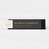 カスタムビジネスロモダンゴ従業員金ゴールド デスクネームプレート (正面)