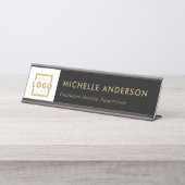 カスタムビジネスロモダンゴ従業員金ゴールド デスクネームプレート (正面)