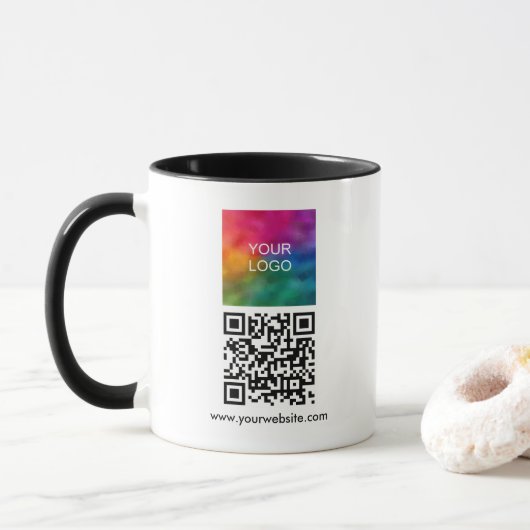 カスタムビジネス会社ロゴQRコードコンボ マグカップ (ドーナツ)