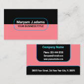 カスタムビジネス名モダン – ブラック&赤面ピンク 名刺 (正面/裏面)