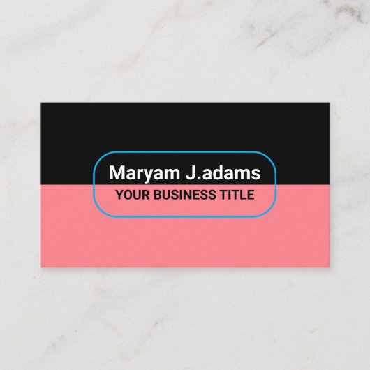 カスタムビジネス名モダン – ブラック&赤面ピンク 名刺 (正面)