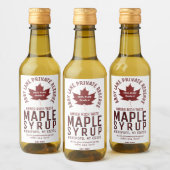 カスタムビジネス名Red Maple Leaf Circularロゴ ワインラベル (ボトル)