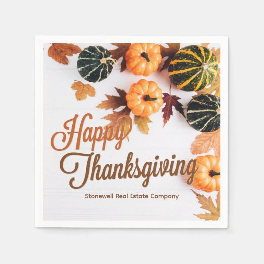 カスタムビジネス感謝祭の美しい秋ディナー スタンダードカクテルナプキン (正面)