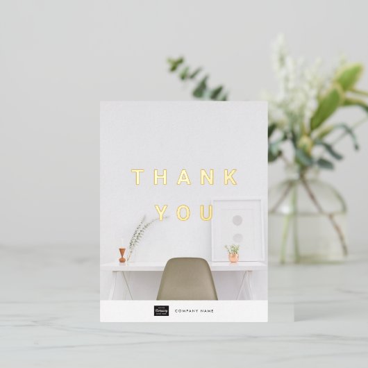 カスタムビジネス金箔ありがとうはがき 箔招待状ポストカード (立ち正面)