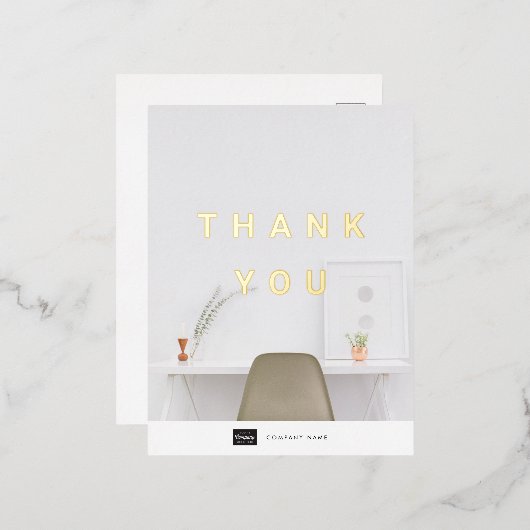 カスタムビジネス金箔ありがとうはがき 箔招待状ポストカード (正面/裏面)