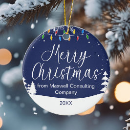 カスタムビジネス メリークリスマス 祝祭日 ブルー セラミックオーナメント