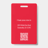 カスタムビジネス ロゴ 従業員QRコード 赤 ID バッジ (裏面)