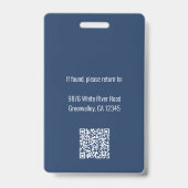 カスタムビジネス ロゴ 従業員QRコード 青ID バッジ (裏面)