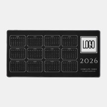 カスタムビジネス ロゴ 2026 ブラック カレンダー デスクマット