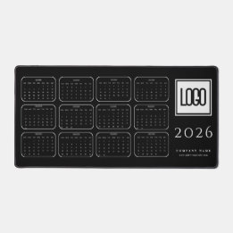 カスタムビジネス ロゴ 2026 ブラック カレンダー デスクマット