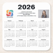 カスタムビジネス ロゴ 2026 会社カレンダー スクエアペーパーコースター (正面)
