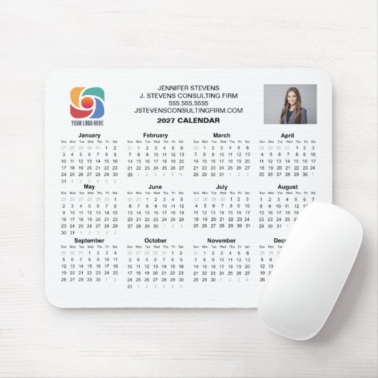 カスタムビジネス ロゴ 2027 会社カレンダー マウスパッド (マウス)