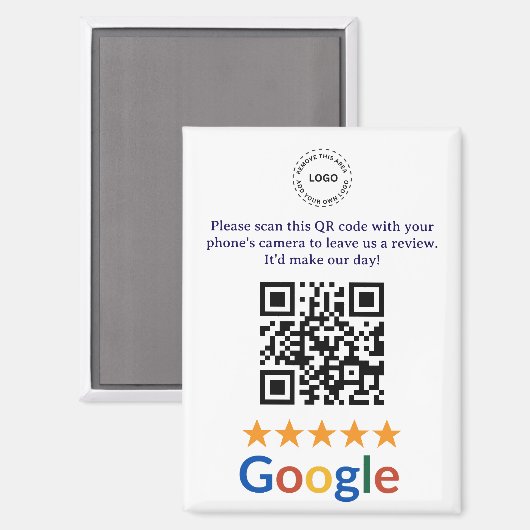 カスタムビジネスGoogleレビューQRコード会社 マグネット (正面/裏面)