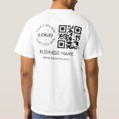 カスタムビジネスQRコードロゴ表裏クルースタッフ Tシャツ (裏面)