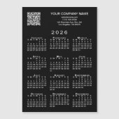 カスタムビジネスQRコード 2026年 カレンダー ブラックマグネット (正面)