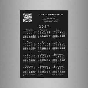 カスタムビジネスQRコード 2027年 カレンダー ブラックマグネット