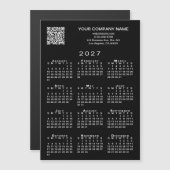 カスタムビジネスQRコード 2027年 カレンダー ブラックマグネット (正面/裏面)